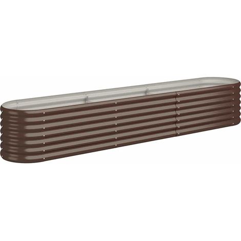 Garden Raised Bed Galvanised Steel 224x40x36 cm Brown vidaXL