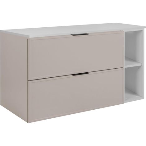 Mobiletto da bagno, Cashmere / Bianco, maniglia nera, 80 (60 + 20) x 46 x 57 cm (1/5)