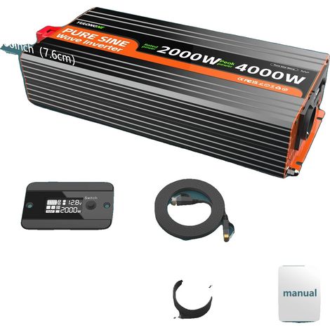 Spannungswandler, 12V DC auf 230V AC, Spitzenleistung bis zu 3000W, 12V-230V-2000W (1/2)