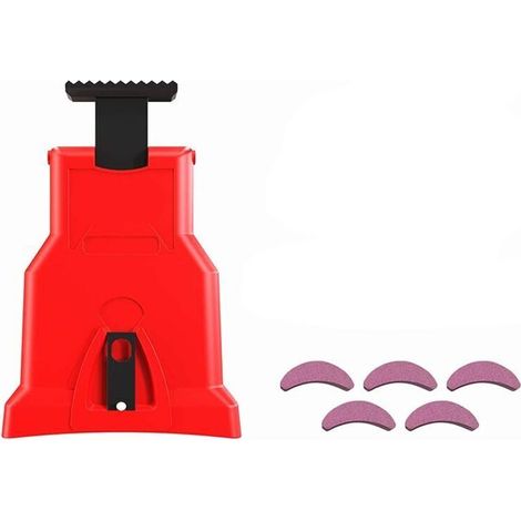 Affuteuse chaine tronconneuse avec kit de 5 pierres à aiguiser affuteuse de chaine tronconneuse kit affutage chaine tronçonneuse affuteur chaine tronçonneuse tronconneuse,rouge (1/4)