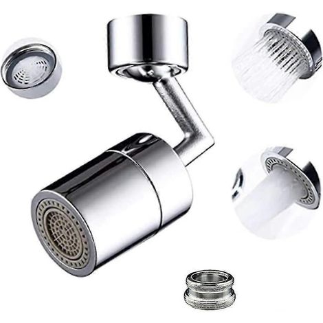 Universeller Spritzschutz-Wasserhahnfilter, 720° drehbarer Sprühkopf aus robustem Kupfer und ABS, Spritzschutz, sauerstoffangereicherter Schaumstoff, 4-lagiger Netzfilter (1/3)