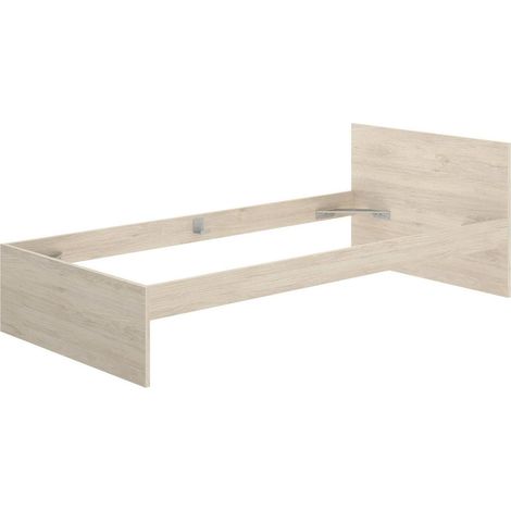 Dmora - Cama individual Castellaro, Sommier para dormitorio, Estructura de cama por habitación, Estructura del sostenedor del colchón, 96x195 h67 cm, Roble