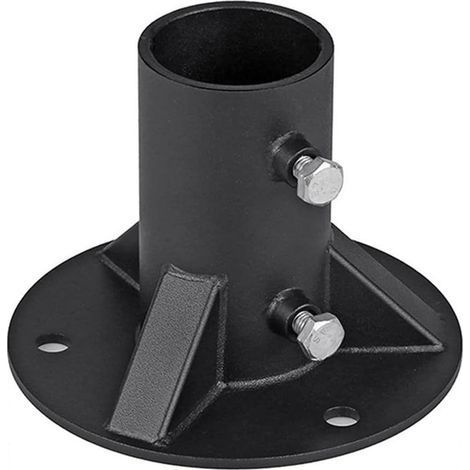 Plaque de base de poteau de clôture en acier robuste avec bride de sol ronde en métal, support de montage noir pour support de balustrade, poteau de lampe ou boîte aux lettres (52 mm) (1/5)