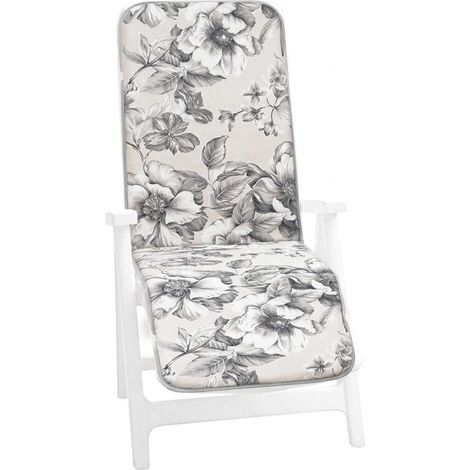 Cuscino Poltrona Sedia Sdraio Fiore Bianco Nero Vintage Morbido Materassino Reclinabile Pieghevole