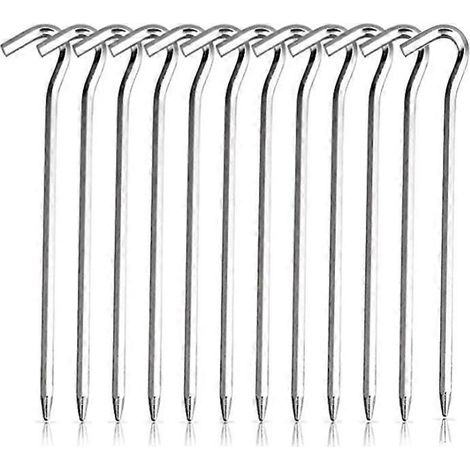 Lot de 12 piquets d'ancrage métalliques pour le montage de tentes et d'auvents de camping (1/5)