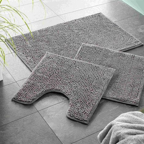 Badematte 45x45 cm Grau Rutschfest Mikrofaser Saugfähig Maschinenwaschbar Badezimmer (1/5)
