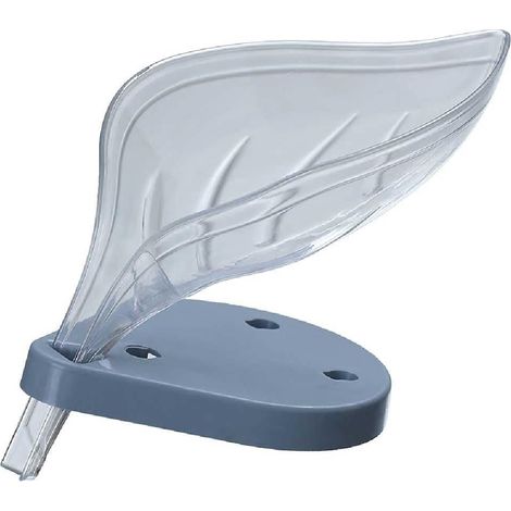 Porte-savon transparent pour salle de bain en forme de feuille (blanc)