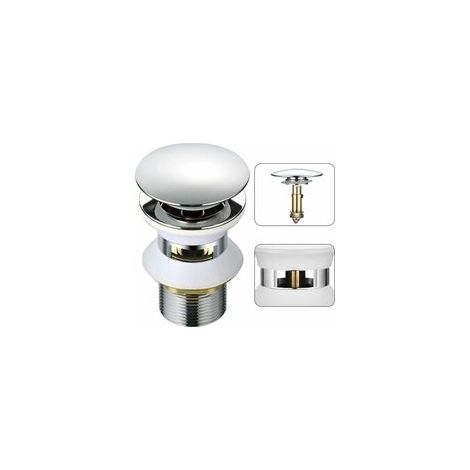 Washbasin drain with automatic pop-up overflow – Chrome-plated brass – Height 98 mm – Diameter 66 mm – Easy 1-1/4" installation (1/5)