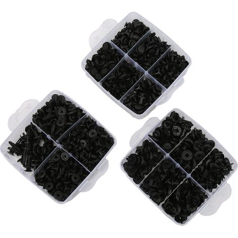 Lot de 620 rivets, attaches et clips à pression, assortiment de 16 tailles, universel pour garnitures de portières et de carrosserie. (1/5)