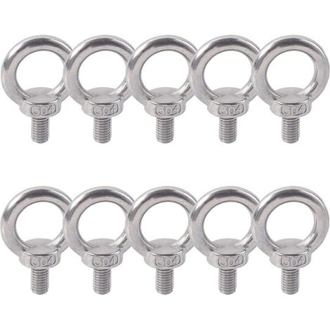 Anneau De Levage 304 Acier Inoxydable Filetage Mâle Boulon À Oeil M5X10 Boulon Vis Machines Épaule Levage de Poids Marin Boulons 10 PCS (1/5)