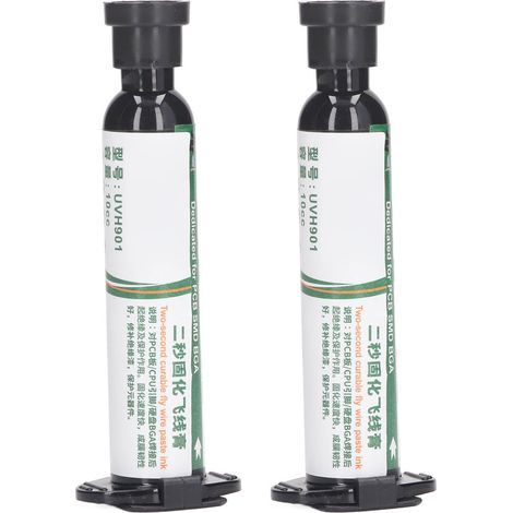 Lot de 2 tubes de vernis épargne à séchage UV pour PCB BGA, résistant aux hautes températures, blanc laiteux, séchage rapide en 2 secondes, isolant. (1/5)