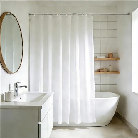 Rideau de Douche 200x200 Blanc Hydrofuge avec Aimant (1/5)