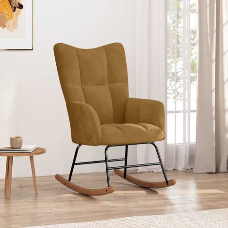 vidaXL Chaise à bascule Marron Velours (1/5)