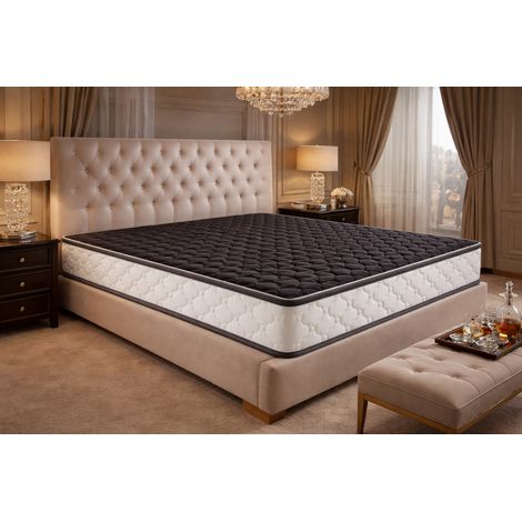 Matelas 140x200  - Hauteur 20 cm Soutien Très Ferme Mousse Haute Densité 30 kg/m³ – 2 Faces de Couchage (Face Noire Design) – Certifié CertiPUR & OEKO-TEx – Modèle Doux Rêve 20 Noir