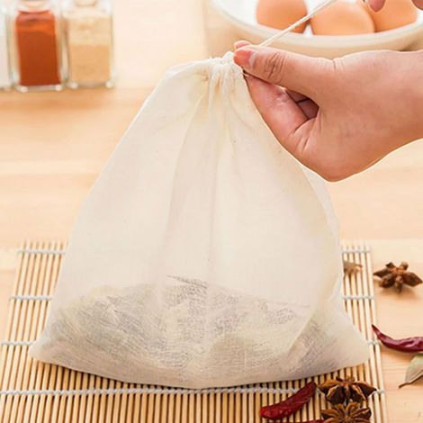 Sac à Filtration Alimentaire - Coton Naturel Non Blanchi - Pour Lait Végétal Fromage Yogourt Café Froid Thé - 23 x 21 cm - Lot de 4 (1/5)