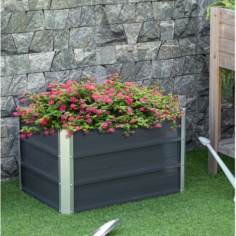 Hochbeet aus Stahl mit offenem Boden 66x47x40 cm OKMYHOME