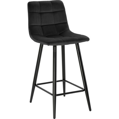 Taburete de bar TORE de terciopelo negro (1/5)