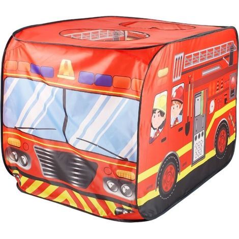 Tente de jeu camion de pompiers pour enfants dès 3 ans – Tente pop-up intérieure/extérieur – Dimensions 70x112x75 cm – Tissu résistant (1/4)