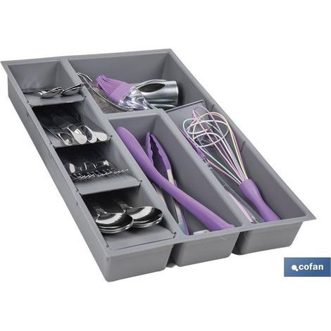 Portaposate con 8 scomparti 30x45x6,5 cm grigio