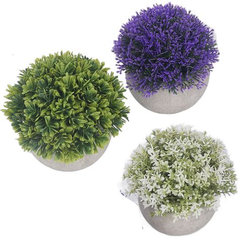 Lot de 3 plantes artificielles en pot, réalistes, à base ronde, durables, faciles d'entretien, pour une décoration intérieure réaliste. (1/5)
