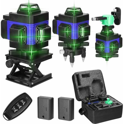 4D Laser Level 16 Lines 3° Auto Leveling Machine USB Rechargeable Lithium Battery Leveling Tool with Vertical and Horizontal Tilt Lines - Blue (1/5)