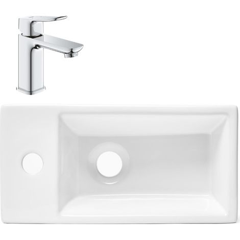 QUICKFIX DICE miscelatore lavabo misura S + lavabo sospeso Swiss Aqua Technologies 40,5x20,5x10,5 cm