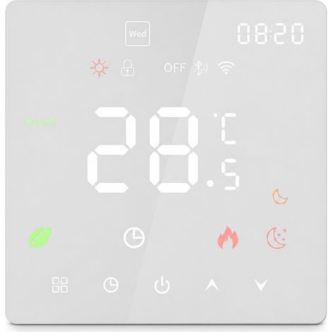 Thermostat Wi-Fi intelligent Tuya K6 pour chauffage au sol électrique, blanc, 16 A, contrôle de la température par application (1/5)