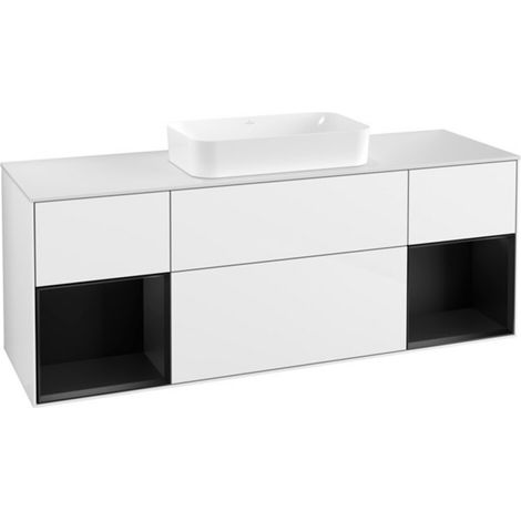 V&B Waschtischunterschrank Abdeckplatte wh. m Finion 160x60cm, Reg bla m Lac, glo wh. lacquer (1/2)