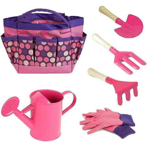 Outils de jardin pour enfants avec gants, pelle, râteau, sac de transport, accessoires de jardin et d'extérieur, jouets éducatifs (1/5)