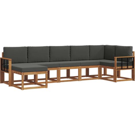 Conjunto de sofás de exterior 7 uds. Natural y Antracita vidaXL (1/5)