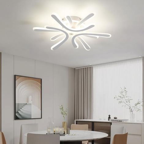 Amdelne Plafonnier LED Blanc 40W,Fleur Acryl 55cm,2800K-6000K,Télécommande,veilleuse et fonction mémoire pour Cuisine salon Chambre [Classe F]
