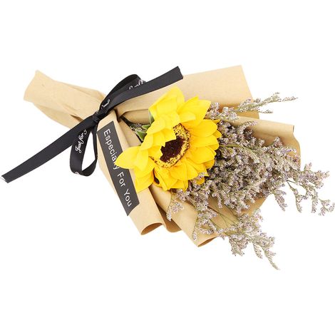 Bouquet de tournesols, fleurs séchées naturelles, décoration de mariage, cadeau de Noël (Jaune) (1/4)