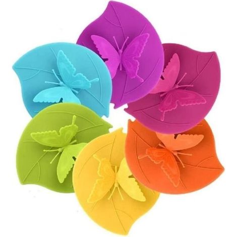 Couvercle de tasse en silicone - Housse de tasse de papillon - Couvercle anti-poussière étanche à l'étanchéité Couvercle en (1/4)