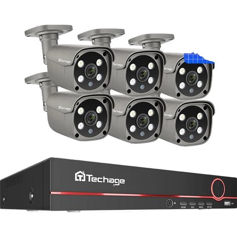 Système de Caméra de Sécurité, 8 Canaux, Audio Bidirectionnel, 8CH 6Pcs 5MP Caméra-c, 4T-f (1/2)