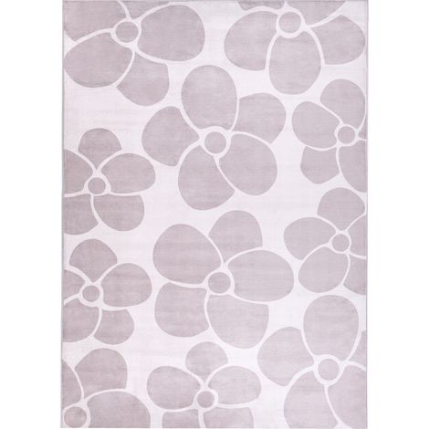 Alfombra de tela 160 x 230 cm motivo floral sala de estar dormitorio base antideslizante apta para calefacción por suelo radiante beige Akyaka
