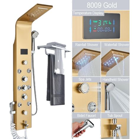 Système de panneau de douche LED, contrôle à trois niveaux, monté au mur (1/2)