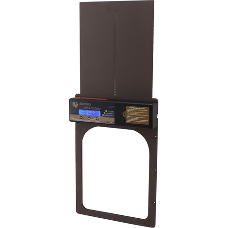 Porte automatique pour poulailler à énergie solaire avec minuterie, étanche IP45, en aluminium, marron (1/5)