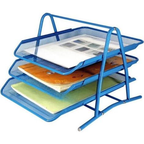 Portadocumenti, organizer, ripiano, portariviste, 3 livelli, vassoio portadocumenti A4 per riviste e libri, per armadi da ufficio, ecc. (1/5)