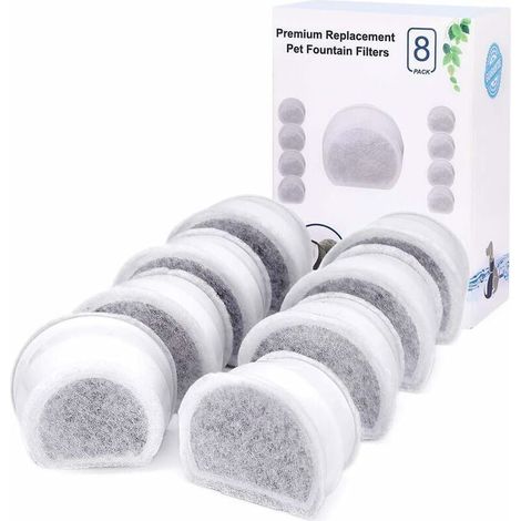 Ersatz-Kohlefilter für PetSafe Drinkwell Avalon-, Pagoda-, 2-Gallonen-, Sedona- und Seascape-Brunnenfilter, 8er-Pack Brunnenfilter (1/4)