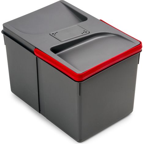 Emuca Recycle-Küchenschubladenbehälter mit geruchsdichtem Deckel, Höhe 216 mm, 1x12 Liter, Kunststoff anthrazitgrau