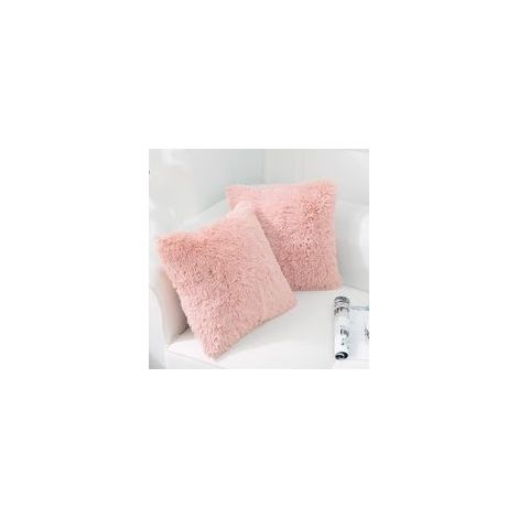 Housse de coussin décorative en fausse fourrure polaire douce de luxe, sans insert, 45 x 45 cm, rose, lot de 2