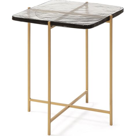 Beistelltisch 46X36X51 Rustikales Glas/Goldenes Metall (1/4)