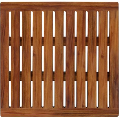 Caillebotis de Douche 50 x 50 cm - en Bois de Teck - Résistant à l’Humidité (1/4)