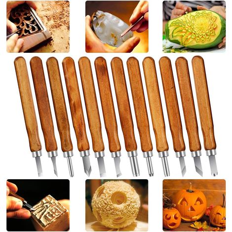 Set de 12 outils de sculpture sur bois – Acier au carbone SK2 convient aux enfants, aux adultes et aux professionnels (1/5)