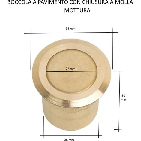 BOCCOLA PAVIMENTO MOTTURA IN OTTONE PER ASTE DIAMETRO 18 MM CON MOLLA