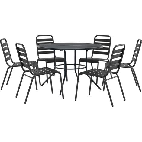 Maison Exclusive - Set Sedie Giardino Impilabili 7pz Antracite Acciaio Verniciato