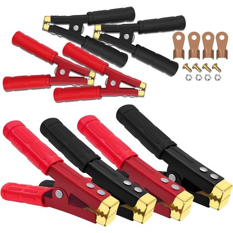 Pince Crocodile Batterie 1000A Pince Chargeur Batterie Voiture 16cm Cuivre Pur, avec Poignée en Caoutchouc Gaine Isolante pour Batteries de Voiture Câbles de Démarrage (2, 1000 A) (1/5)