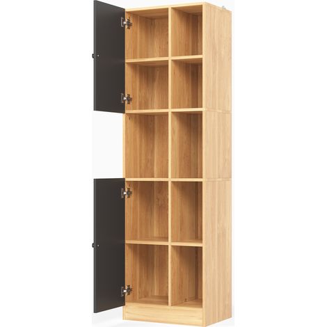 Mobile angolare alto da cucina con 6 ripiani, 2 ante e ripiani regolabili, MDF, 50x35,5x170 cm (1/5)
