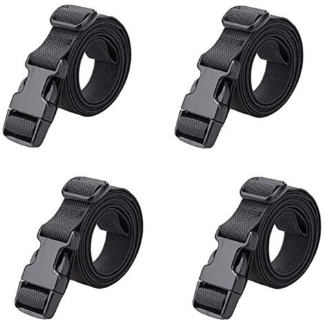 Sollbry 4 pièces Sangle à Boucle Rapide 25 mm Sangle Valise Petite Sangle à Cliquet Plastique pour Arrimage Bagage Fixation Déménagement (Noir - 25 mm, 1.8 m) (1/5)