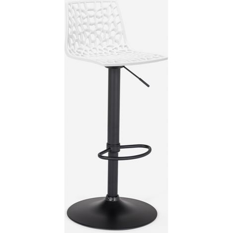 Sgabello design cucina bar base nero opaco regolabile Grand Soleil Spider Matt - Bianco